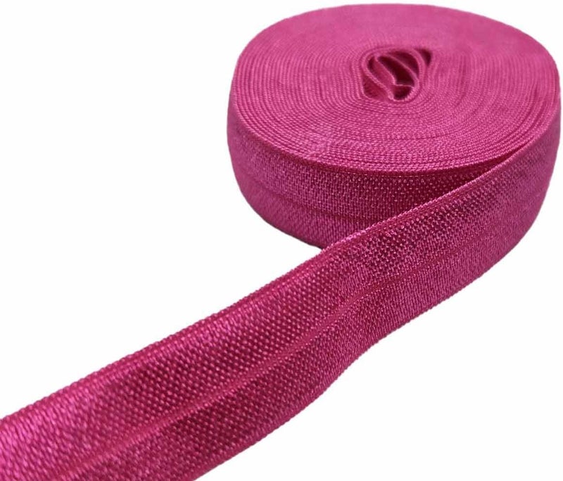 FAYADA Fold Over Elastic,5/8" Foldover FOE Trim Elastic Ribbon,Stretch FOE Band for Hair Ties Headbands Sewing Craft -5 Yards (Hot Pink) - Image 2
